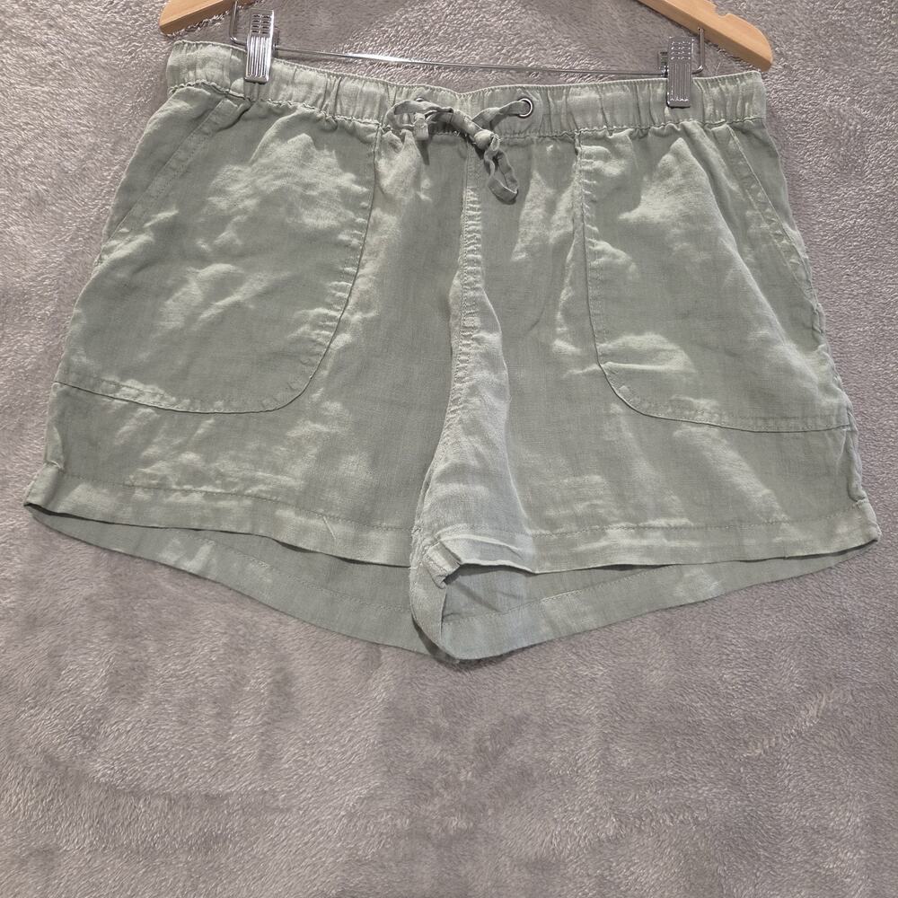 C&C California Womens 100% Linen Sea Green Drawstring Shorts Size XL Beach